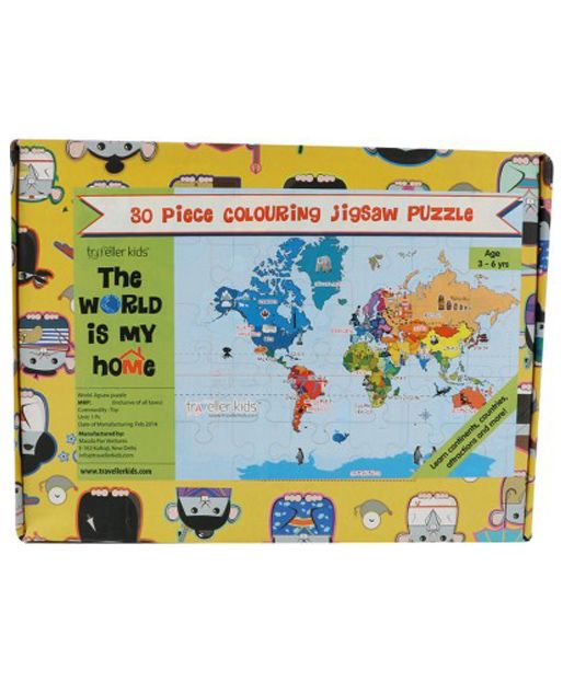Jigsaw Puzzle-World Continents (30 pc + colouring)