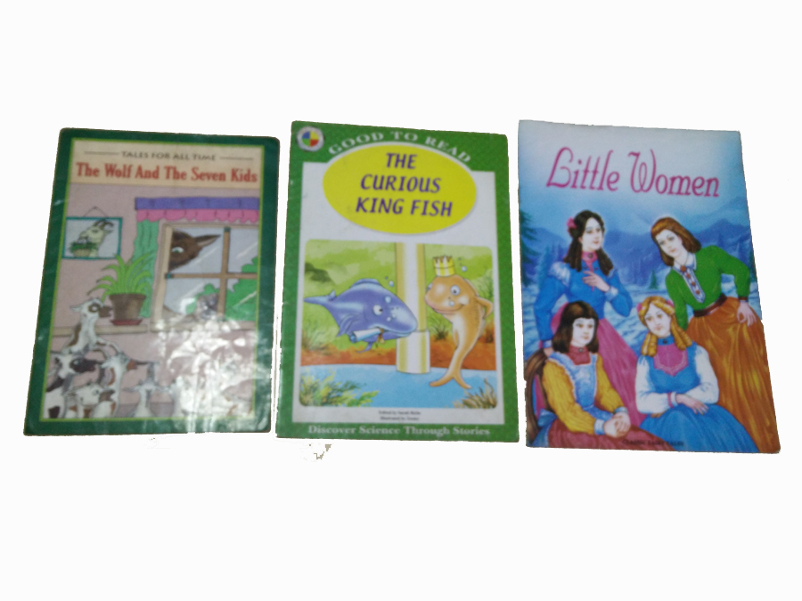 The Wolf and the seven kids and The Curious king fish and Little Women